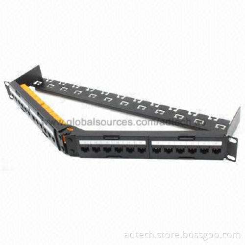Blank Patch Panel, Angled with UTP Cat6 Keystone Jack, 24-port 1U